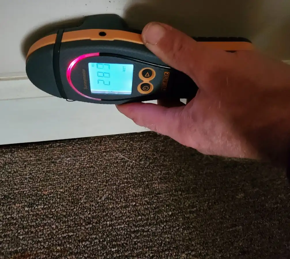 Moisture detection at baseboard during Sewage Cleanup & Sanitation in Mentor