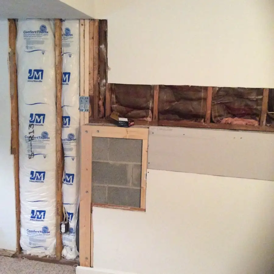 Wall insulation replacement during Basement Flood Cleanup in Mentor